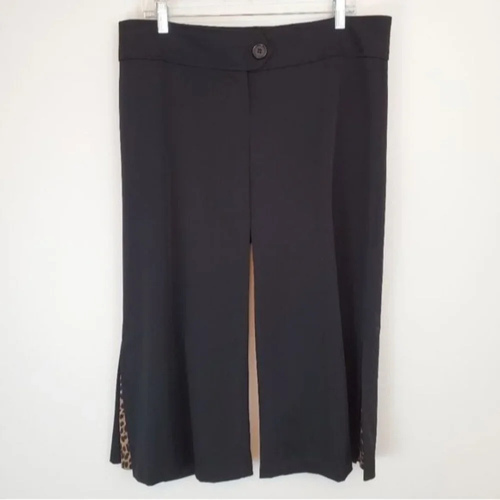 Vintage Cleveland Street wide leg capri culottes with cheetah print panel